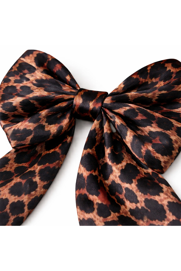 Leopard Patterned Satin Bow Buckle - 3