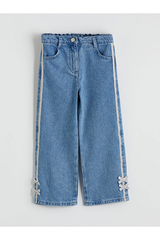 Standard Fit Side Stripe Girls' Jean Pants with Stripes on the Sides for Style Seekers from Uzg Store