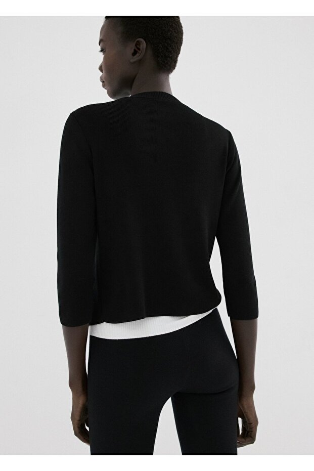 Mücevher düğmeli triko hırka - 4