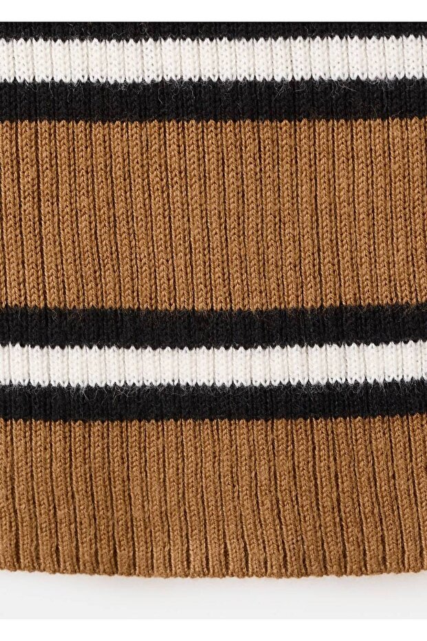 Çizgili triko bluz - 5