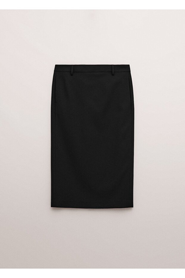 Yün karışımlı midi etek - 3