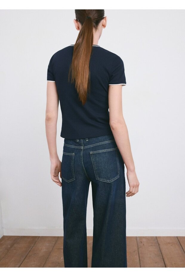 Kontrast biyeli tişört - 4