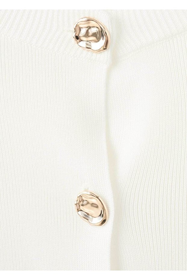 Mücevher düğmeli triko hırka - 5