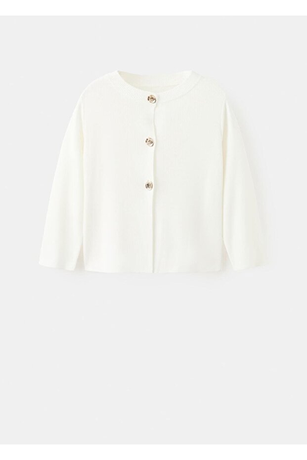 Mücevher düğmeli triko hırka - 3