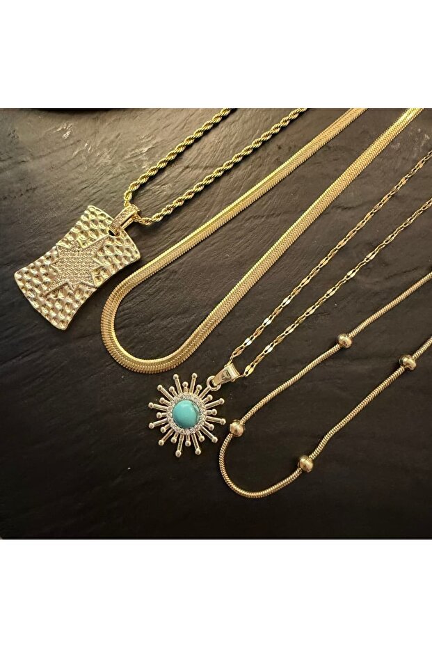 Shine Star 4'lü Çelik Kolye Seti - 2