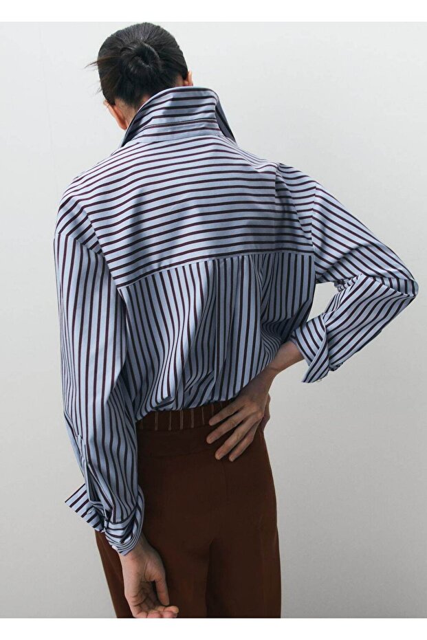 Çizgili pamuklu gömlek - 4