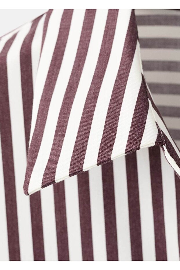 Çizgili pamuklu gömlek - 7