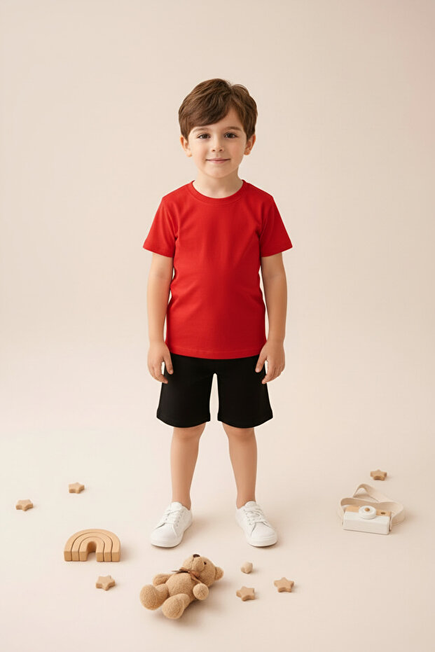 Boy's 100% Cotton T-Shirt/Tshirt and Boy's Shorts Set Together