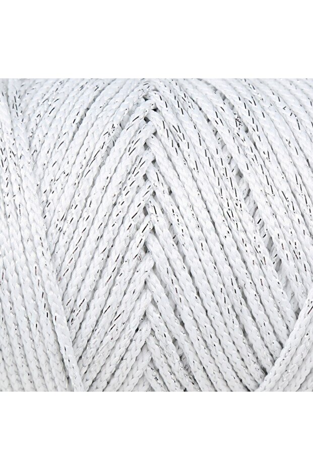 حبل مكرامية لورين سوفت ستار باللون الأبيض مع لمعان فضي RM10 LWLHM-YTRS345 - 2