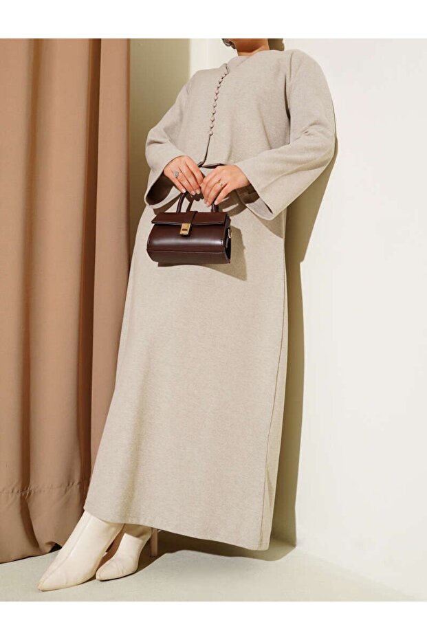 طقم فستان مكون من قطعتين بأزرار صغيرة في الأمام - 2