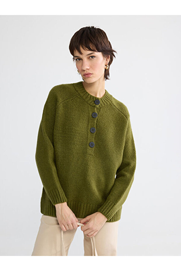 Rmz Gi̇yi̇m Farkiyla Zero Roba Collar Women's Knitwear Sweater