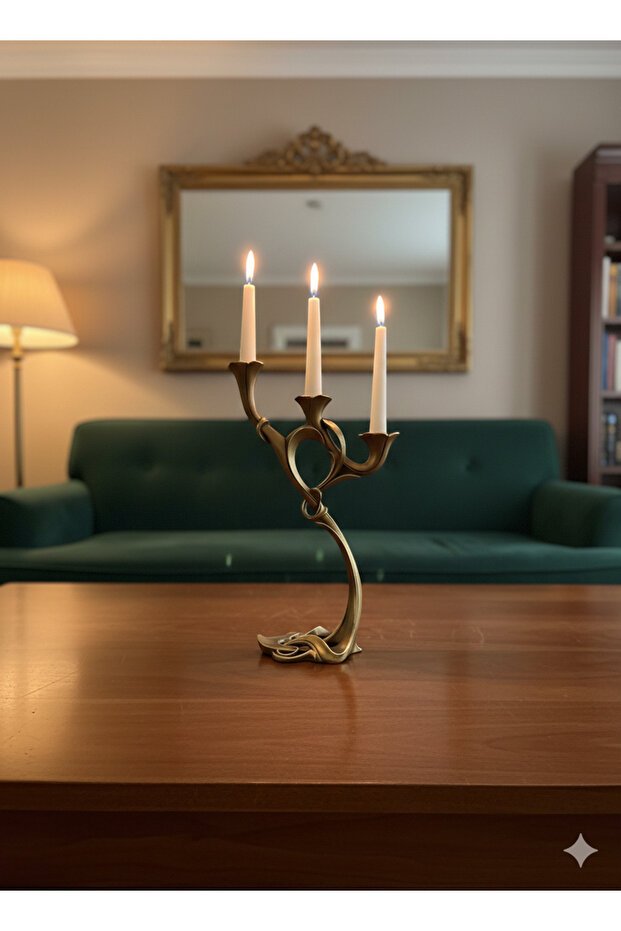 Yapraklı Zarif Şamdan Polyester Obje - 3