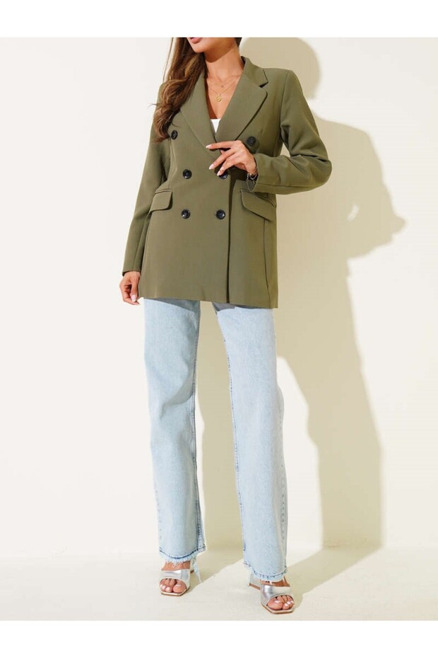 سترة بليزر مبطنة بياقة مزدوجة الأزرار - 2