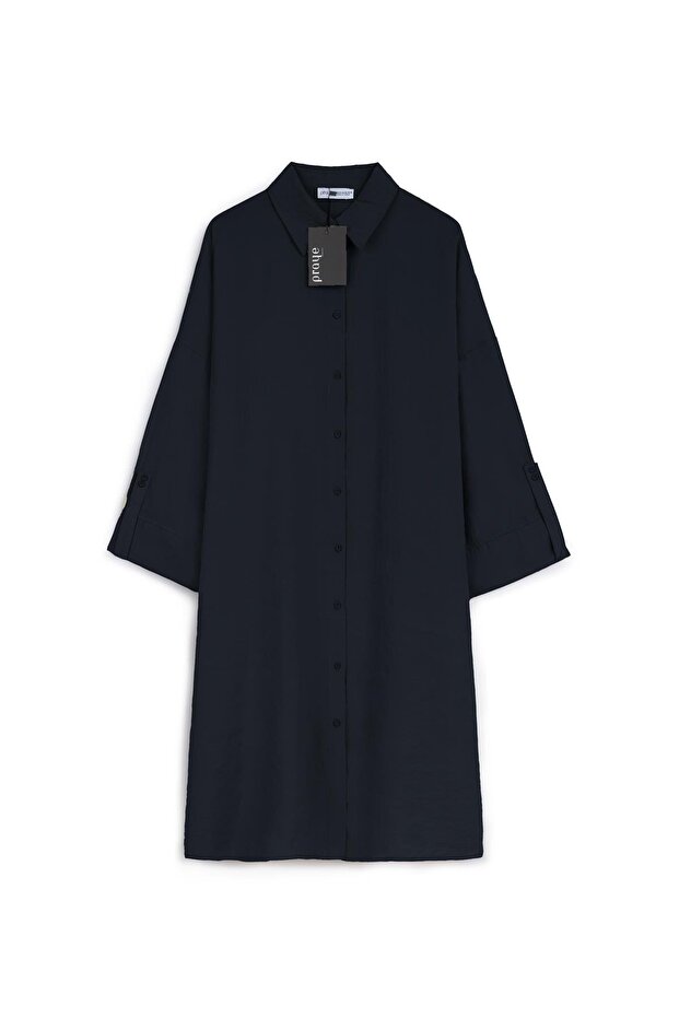 Buttoned Long Tunic Black - 1