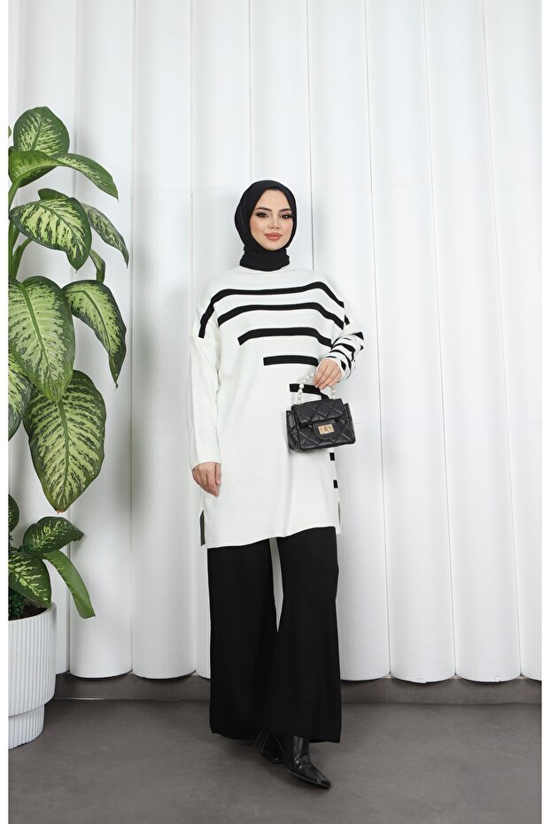 Stripe Detailed Knitwear Set