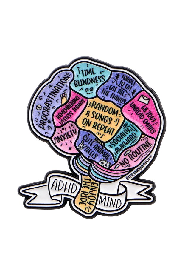 4 ADHD Awareness Enamel Pin Mental Health Quotes Brooch For Coat Women's Brooches Fashion Lapel Bad.