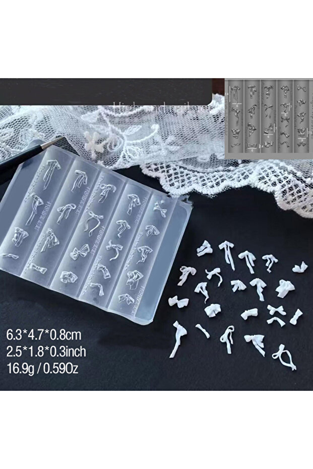 3 1Pcs 3D Ribbon Bowknot Carving Nail Mold Mixed-Shape Y2K Bow Charms Soft Silicone Nails Art Templ.