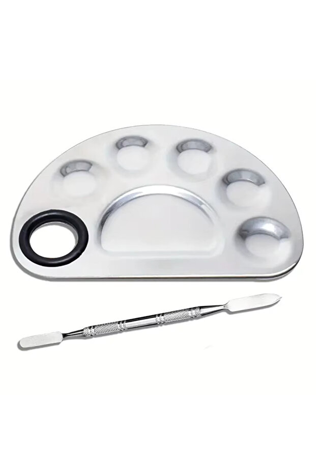 Silvery A Stainless Steel Makeup Mixer Nail Art Polish Mixing Plate Foundation Eyeshadow Mixer Palet