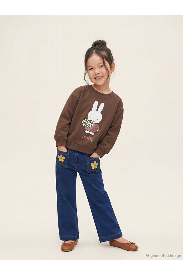 Two Mt Shop Quality Lcw Kids Indigo Floral Embroidered Girls' Jean Pants