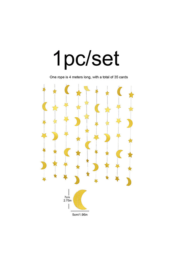 Gold 4-meter Ramadan star moon flower pendant flag party decoration scene wall layout