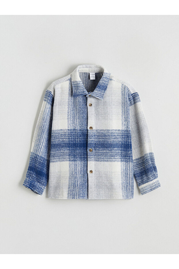 Navy plaid boy's lumberjack shirt from plus-store