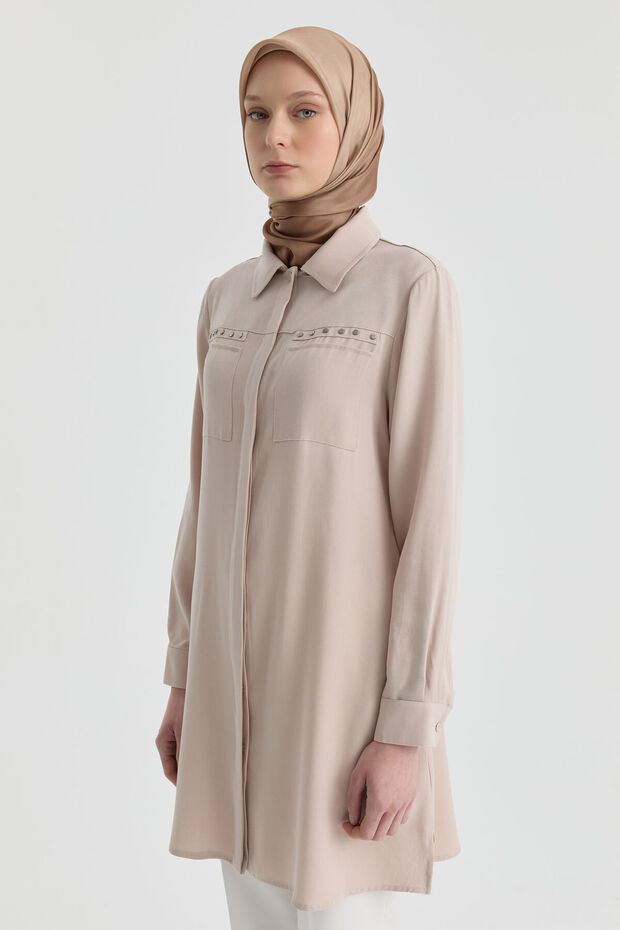 Süs Cepli Tunik - Bej - 1