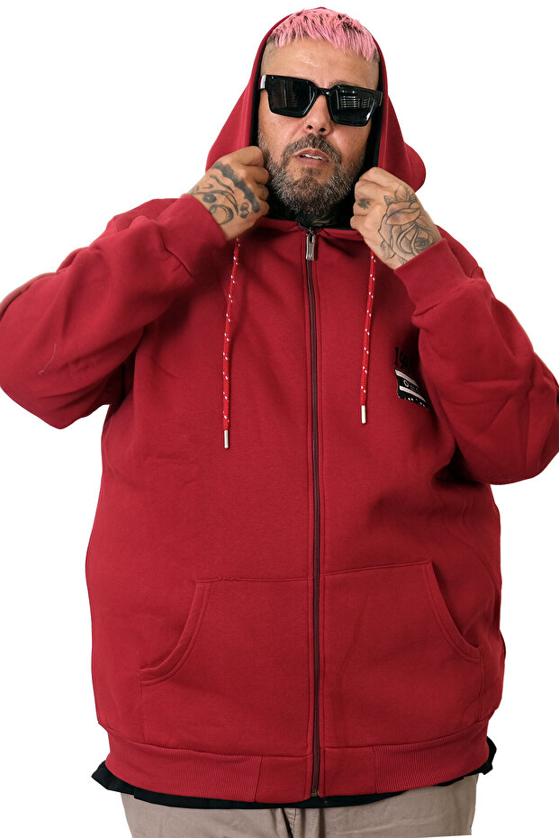 Mode XL Large Size Men's Sweat Hooded 1981 U25808 Bordo