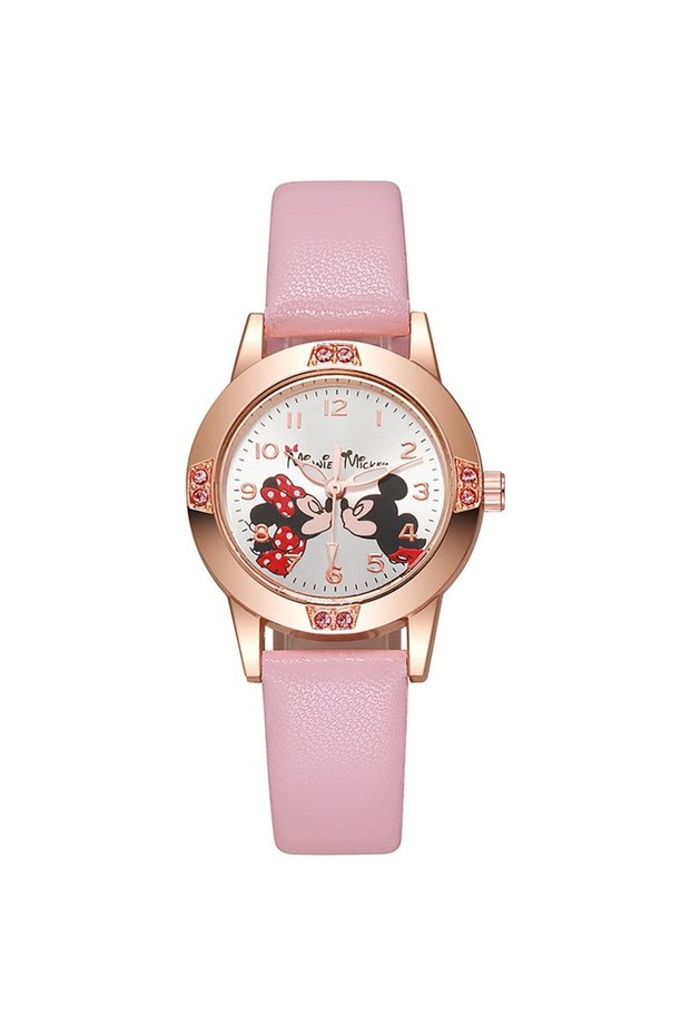 M15 ssping Disney Mickey Mouse Cute Fashion Cartoon Children's Watch Leather Strap Suitable for Boys