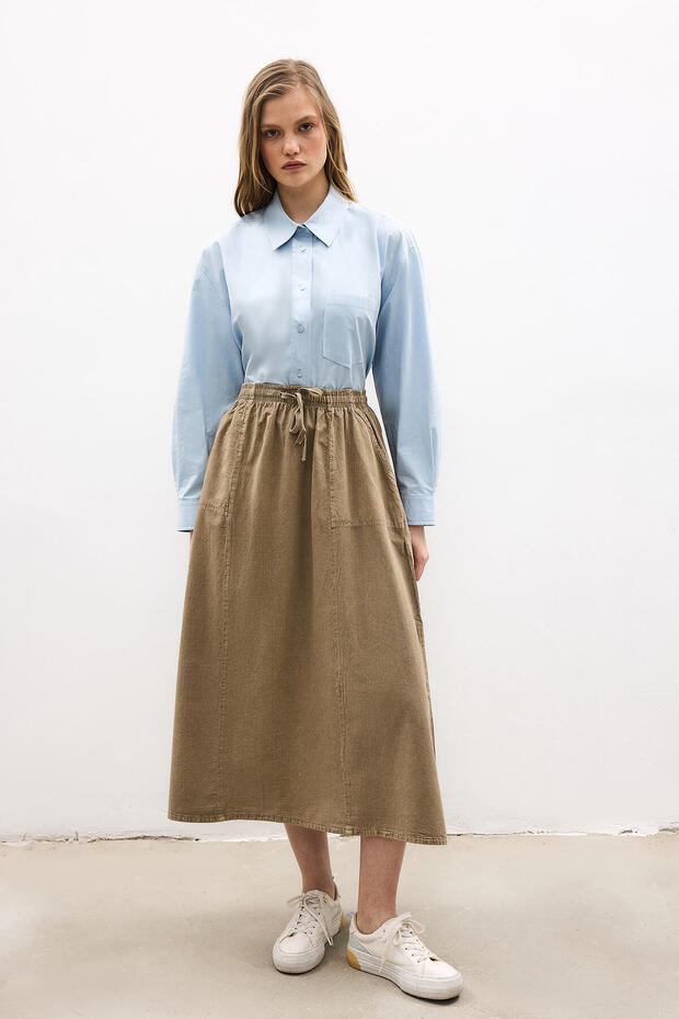 ELASTİK BEL CEPLİ ETEK - 1