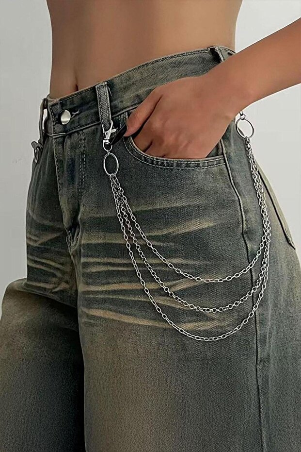 سلسلة بنطلون فضية ثلاثية الحلقات - 1