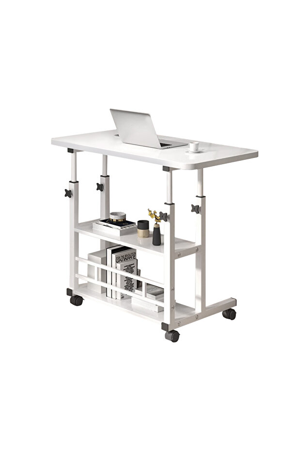 Mobile Standing Desk,Adjustable Height Computer Desk,Overbed Bedside Desk,Sofa Side Table - 1