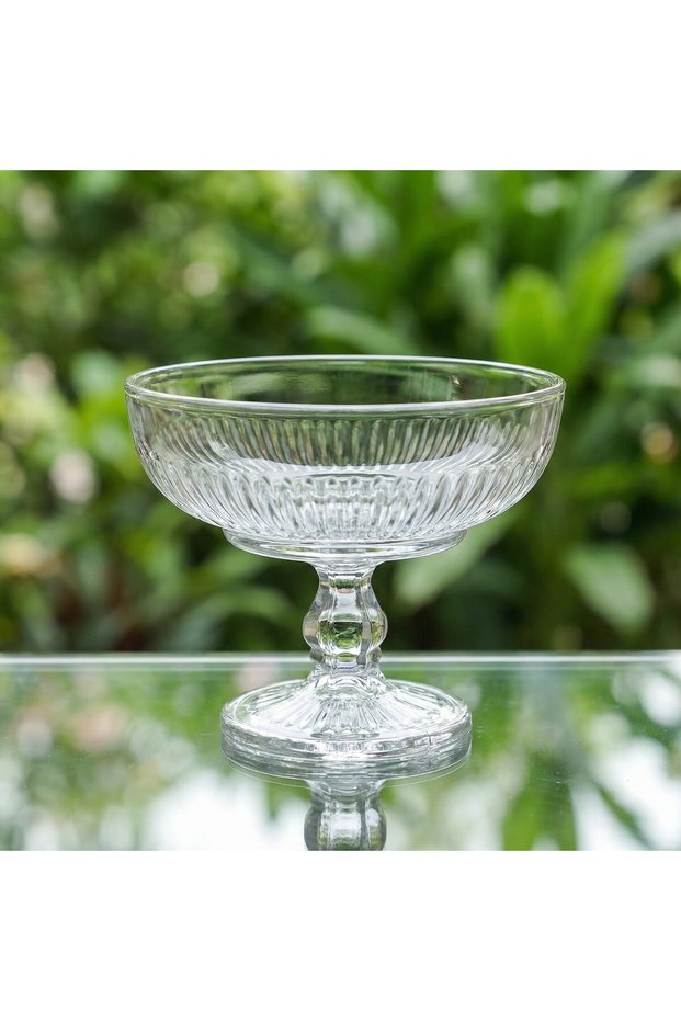 Glass Footed Ice Cream Bowl & Dessert Bowl 17 cm | Gilded / Plain Presentation Bowl | Magnolia Kup, Meyvelik