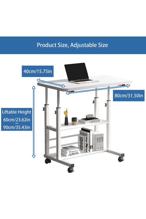 Mobile Standing Desk,Adjustable Height Computer Desk,Overbed Bedside Desk,Sofa Side Table - 6