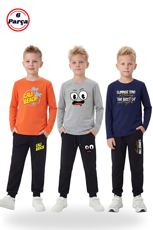 Boys' 3-Piece Tracksuit Set – 6-Piece Long Sleeve Sweatshirt and Sweatpants Set