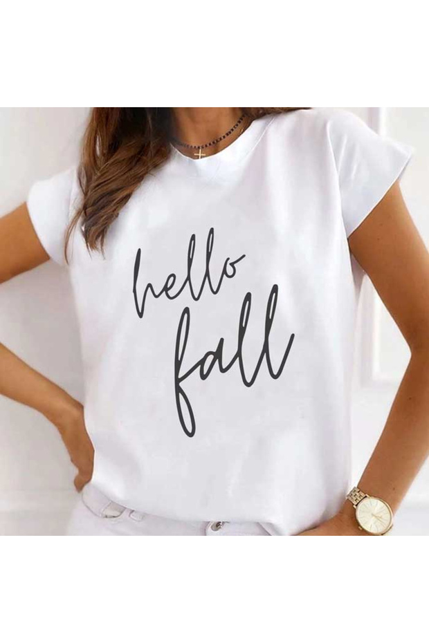 Tricou Dama Alb Hello Fall