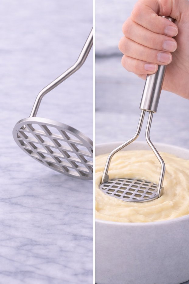 Potato Masher Stainless Steel – Puree and Vegetable Masher with Ergonomic Handle