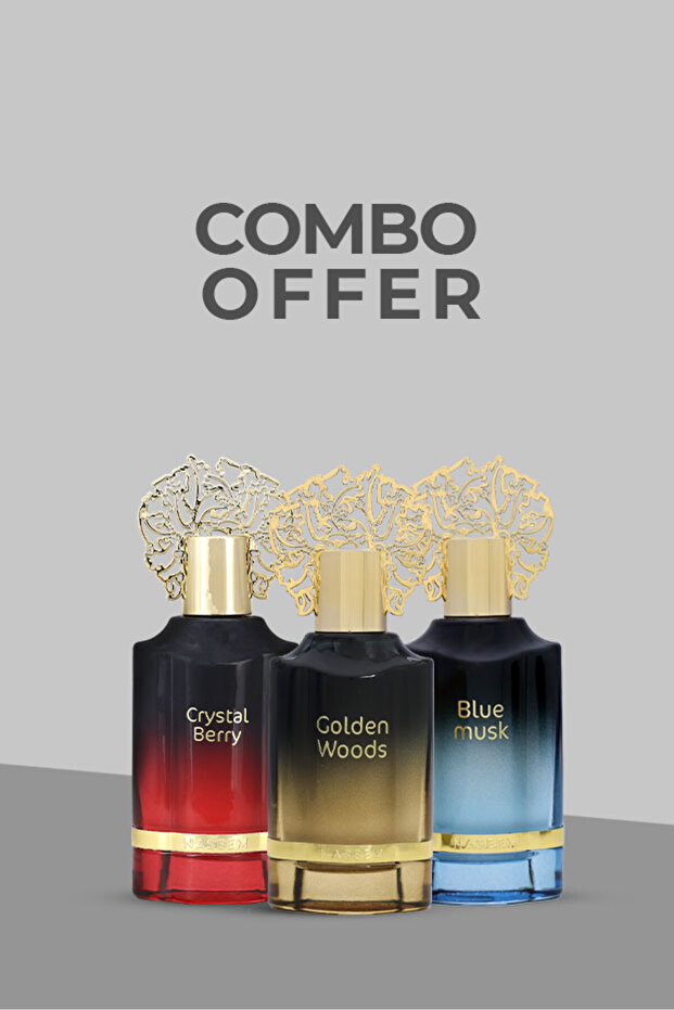 Special Combo(Crystal Berry, Blue Musk, Golden Woods) |Pack of 3| for Men & Women | 55ml each
