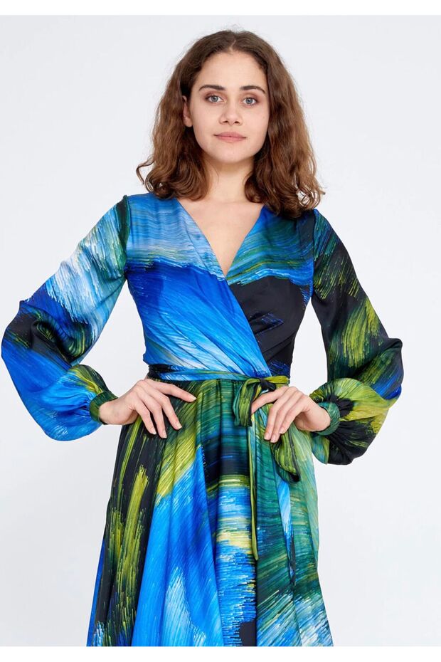 Vefastyle Seeline, rochie lunga de seara, satin - 1