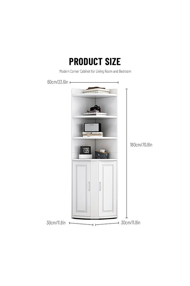 رف زاوية، خزانة تخزين متعددة الطبقات، رف كتب مثلث الشكل قائم على الأرض - 6