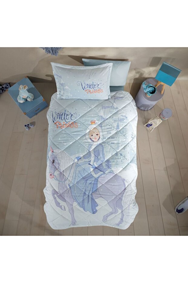 طقم لحاف بنمط شبابي من رانفورس لشخص واحد، طقم لحاف شتوي بتصميم الأميرة - 1