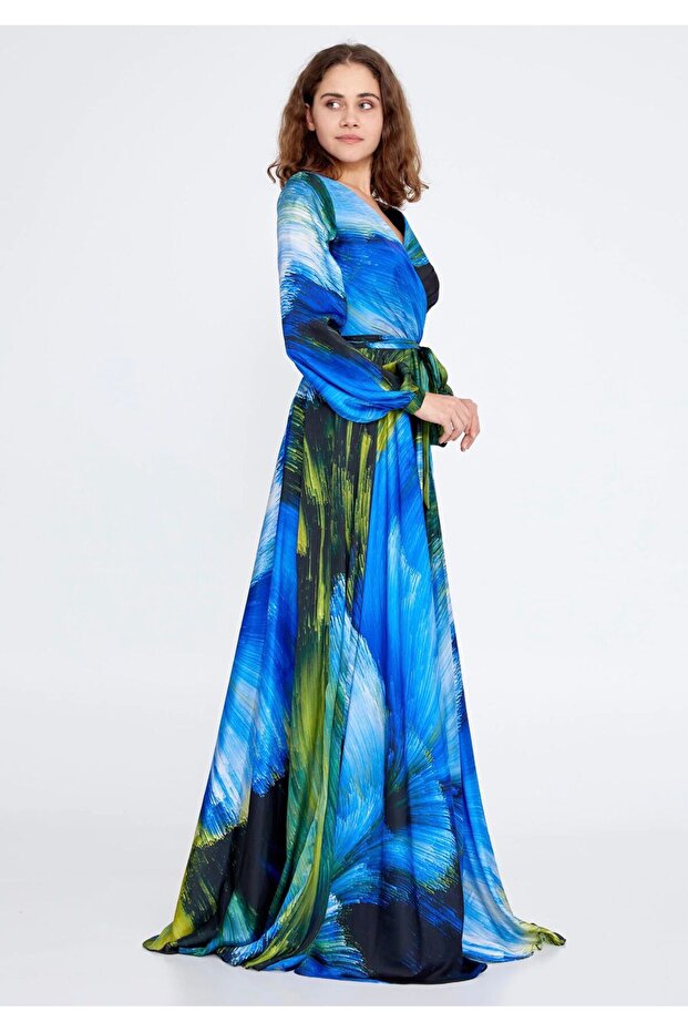 Vefastyle Seeline, rochie lunga de seara, satin - 2