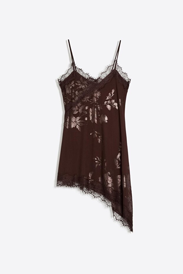 Dantelli tül mini elbise - 5