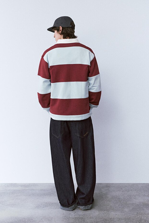 Çizgili uzun kollu polo - 6