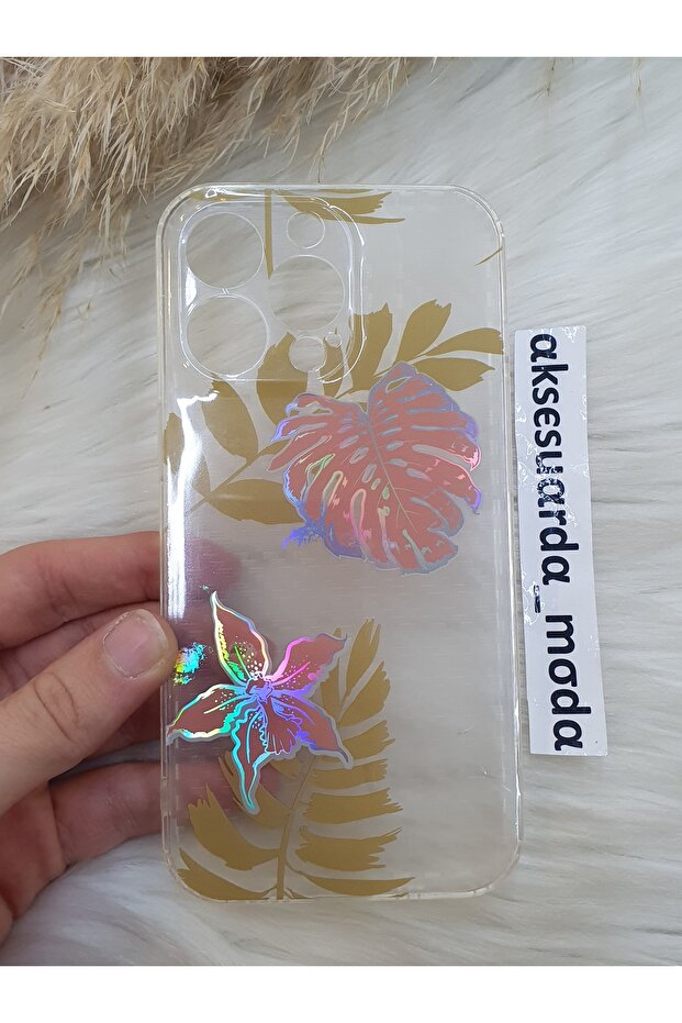 iPhone 13 Pro Compatible Printed Patterned Transparent Case - 3