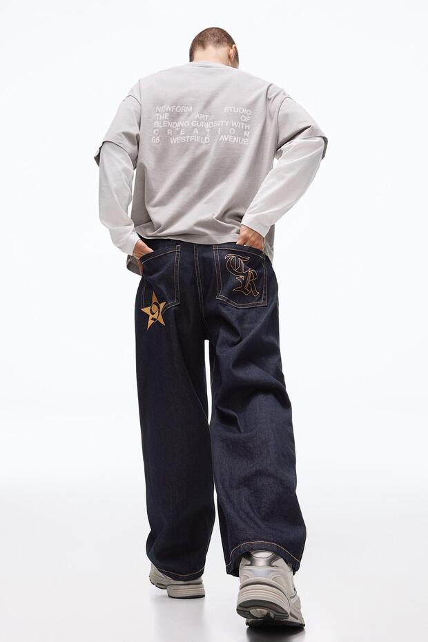 İşlemeli barrel fit jean - 4