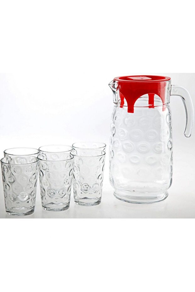 Set of 1.65 L carafe and 6 208 ml glasses Pasabahce Rings
