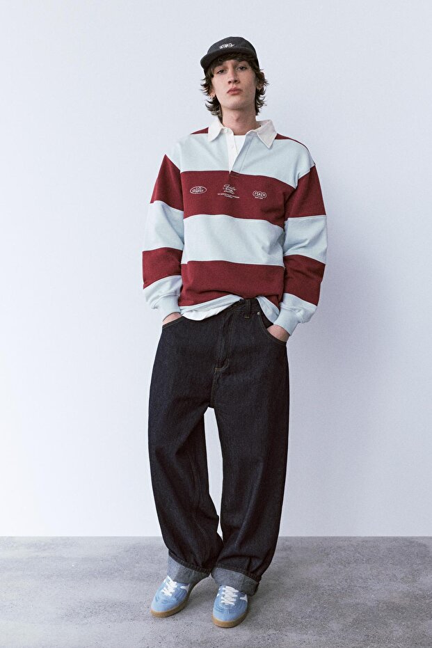 Çizgili uzun kollu polo - 3