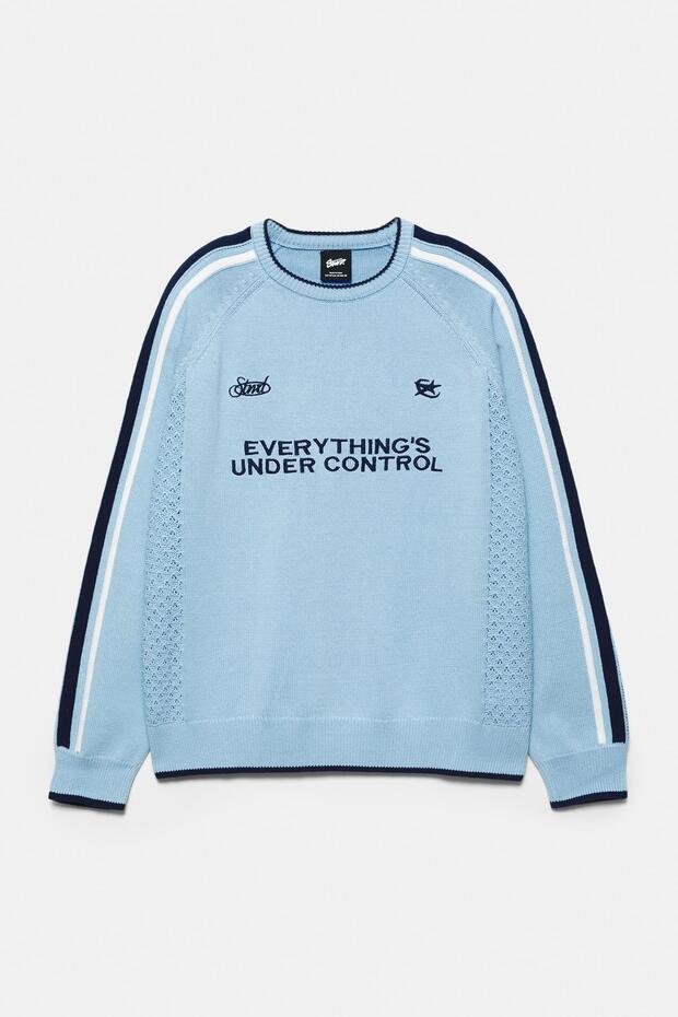 STWD işlemeli çizgili kazak - 8