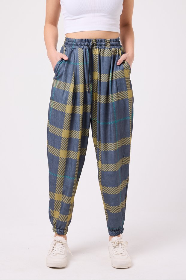 Women's Street Style Printed Crinkled Sports Harem Pants
