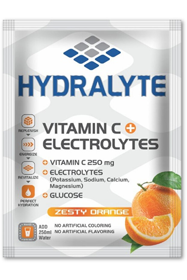Electrolyte + Vitamin C Orange Sachet 10g | Hydration Drink Powder (250ml serving)